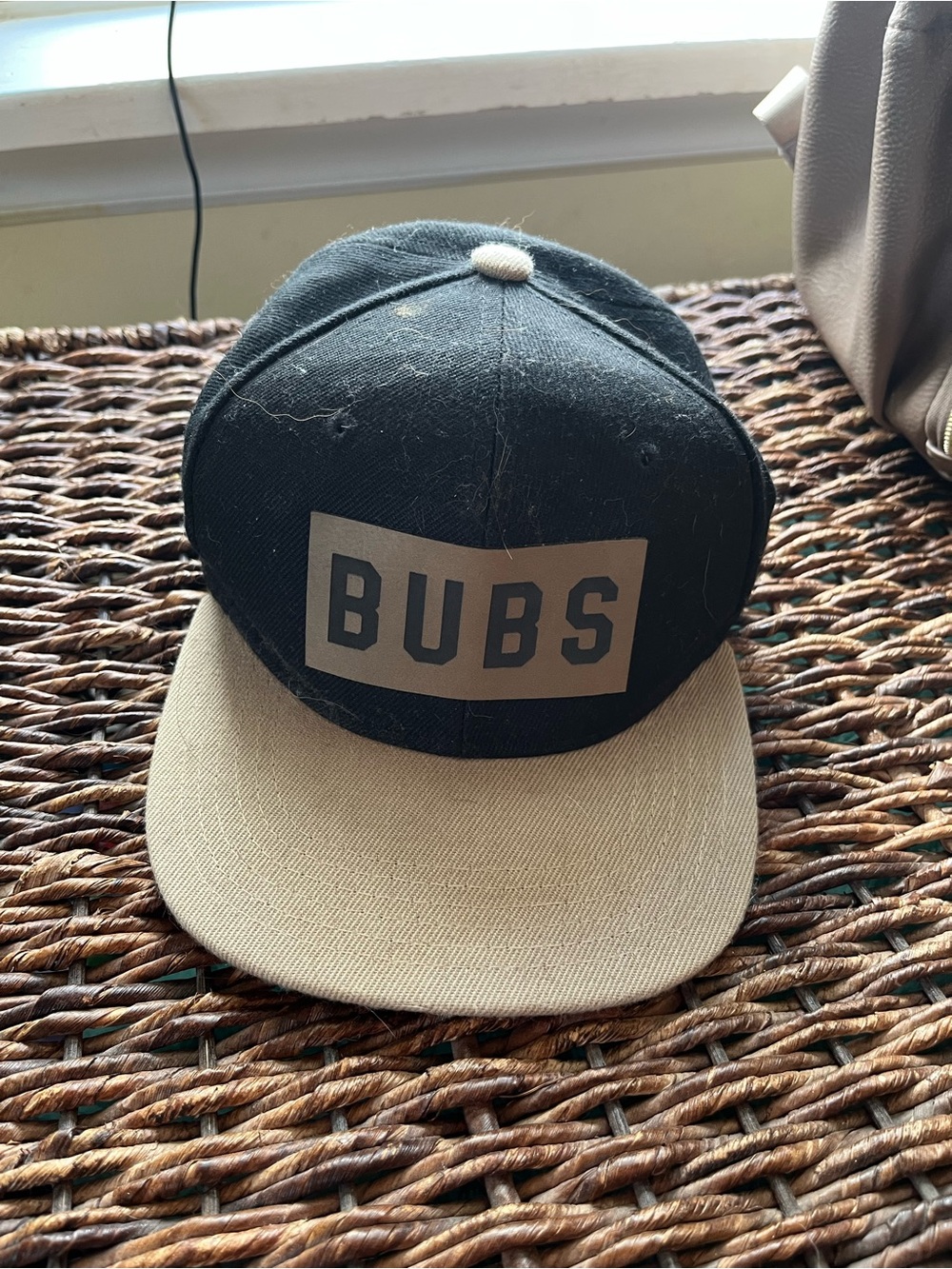Kids Two-Tone Snapback Hat in Black and Tan